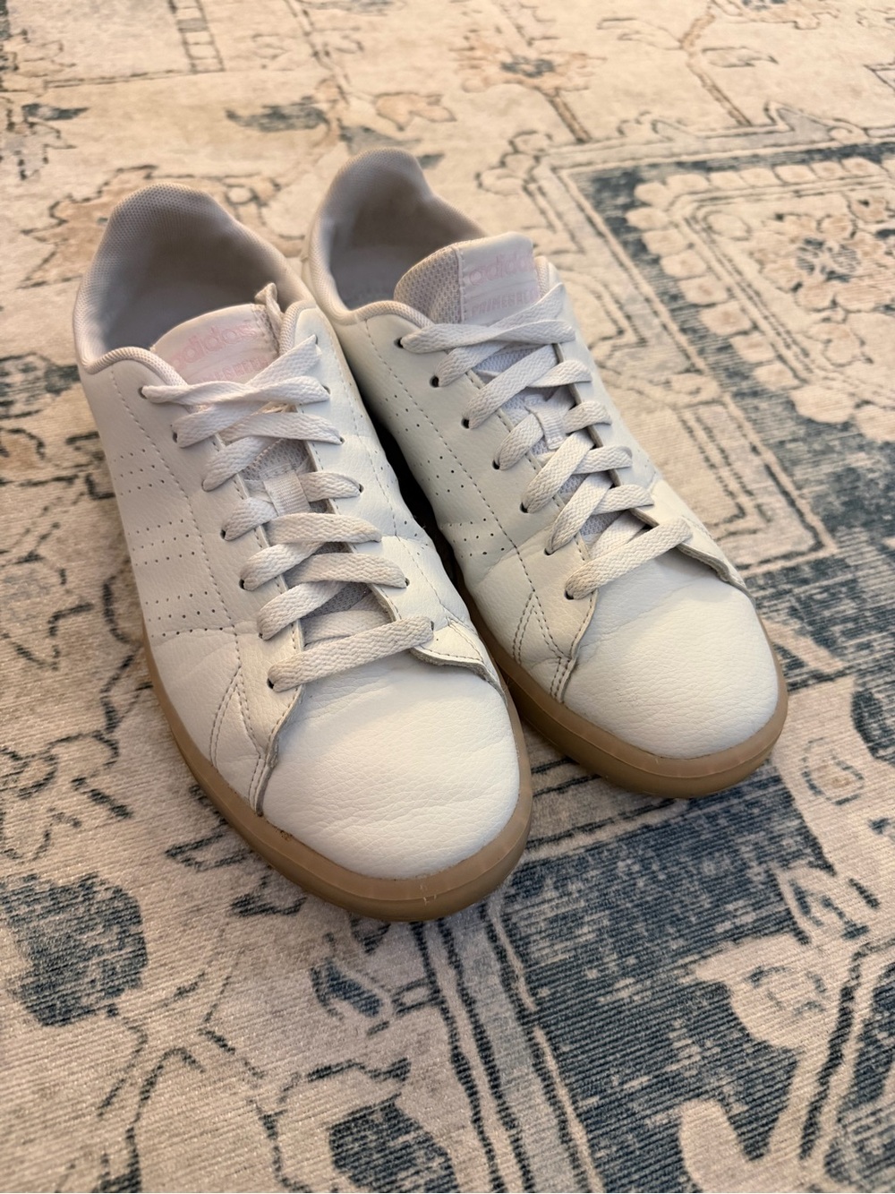 adidas White and Pink Low-Top Sneakers